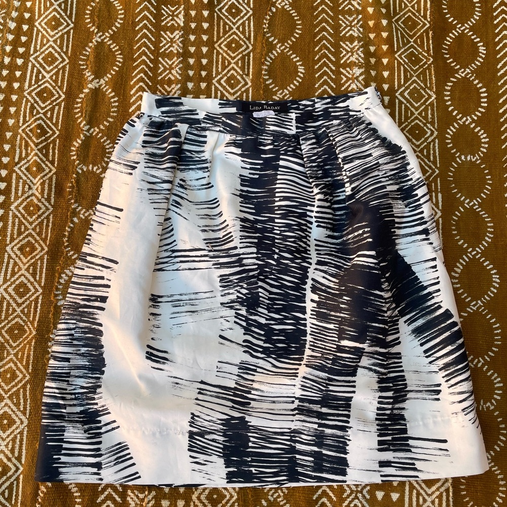 Lands' End Women's Black and White Skirt